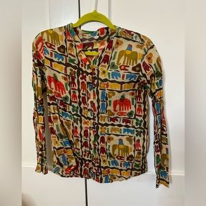 Printed button down long sleeve